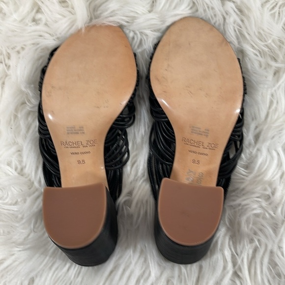 Rachel Zoe Black Odessa Block Heel Leather Strappy Mule Size 9.5 - Picture 11 of 13